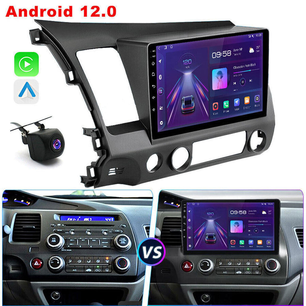 Apple CarPlay Android 12 Car Stereo Radio GPS WiFi Fit For Honda Civic 2006-2011