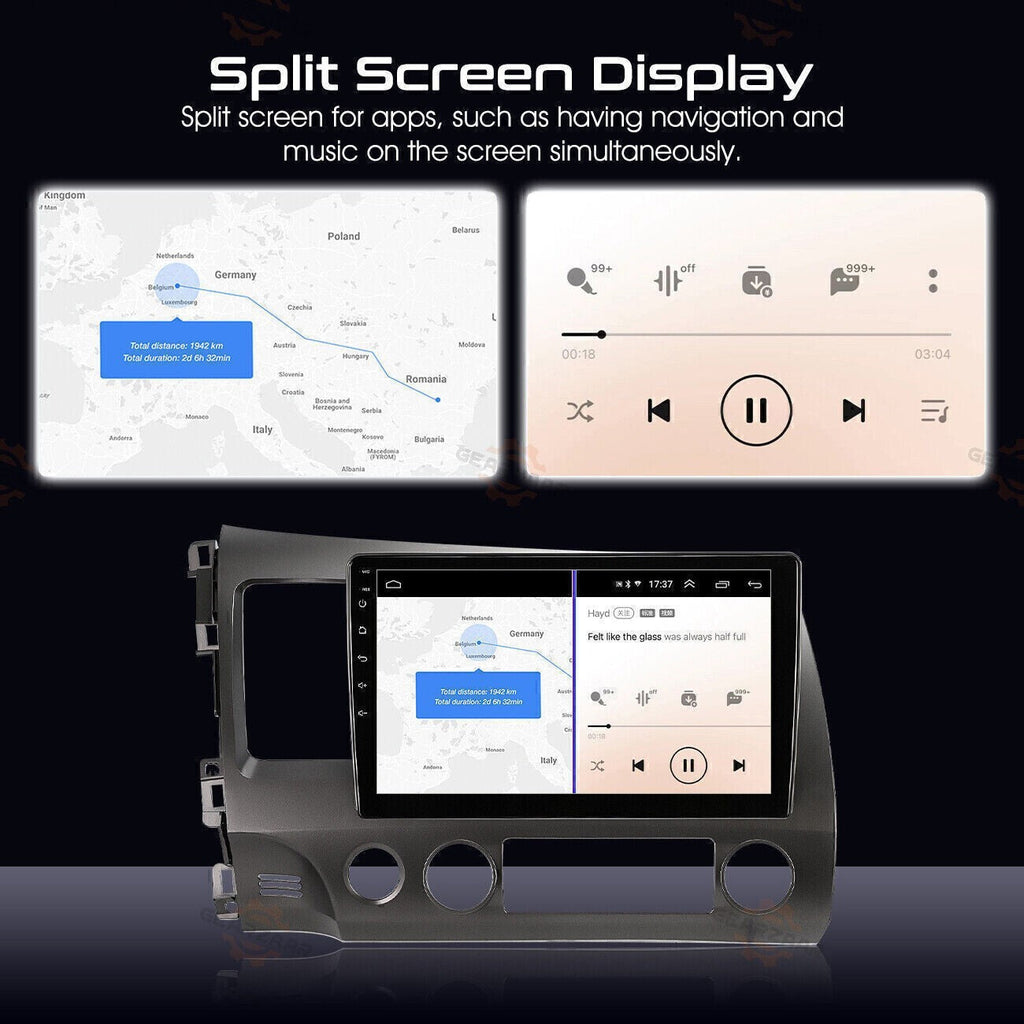 Apple CarPlay Android 12 Car Stereo Radio GPS WiFi Fit For Honda Civic 2006-2011