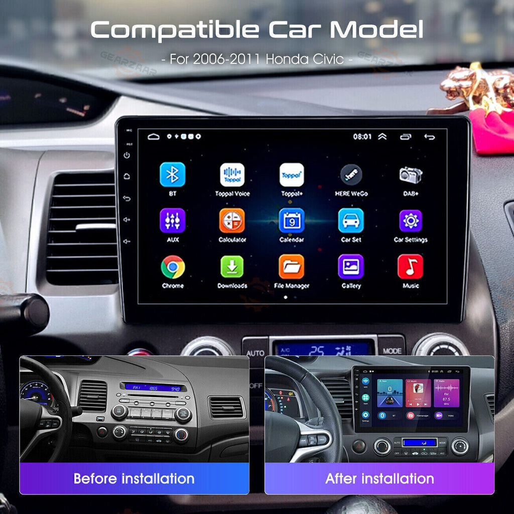 Apple CarPlay Android 12 Car Stereo Radio GPS WiFi Fit For Honda Civic 2006-2011