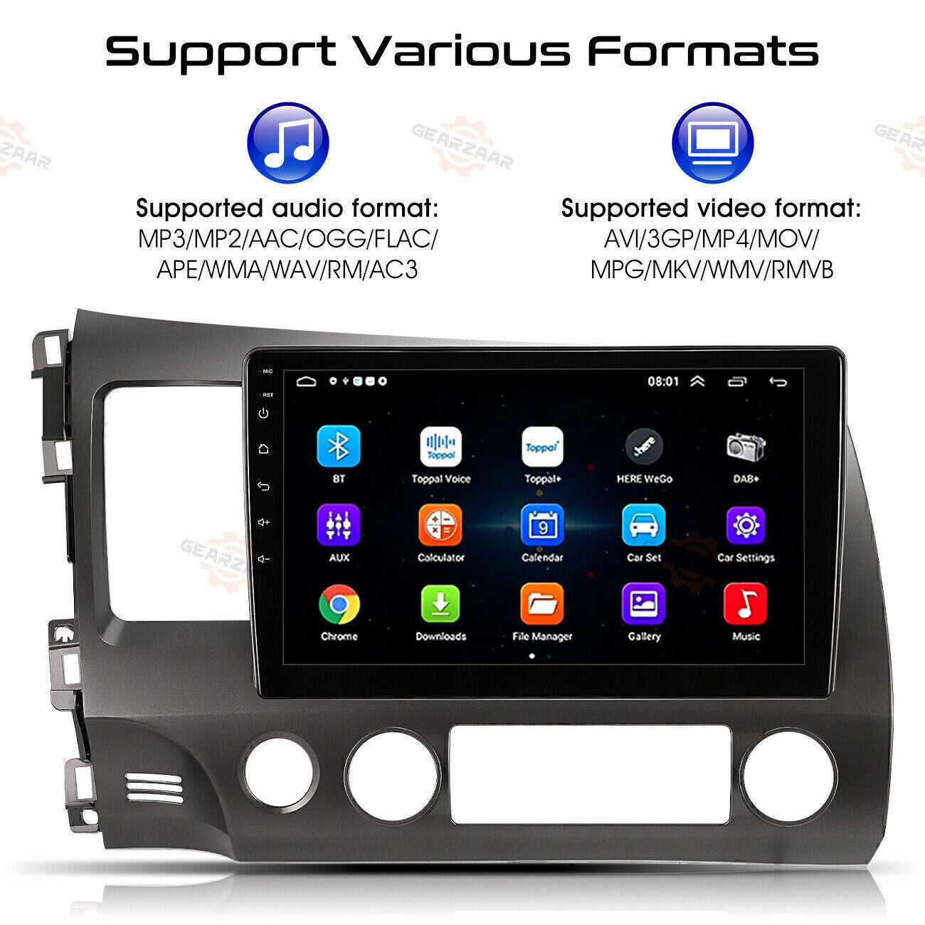 Apple CarPlay Android 12 Car Stereo Radio GPS WiFi Fit For Honda Civic 2006-2011