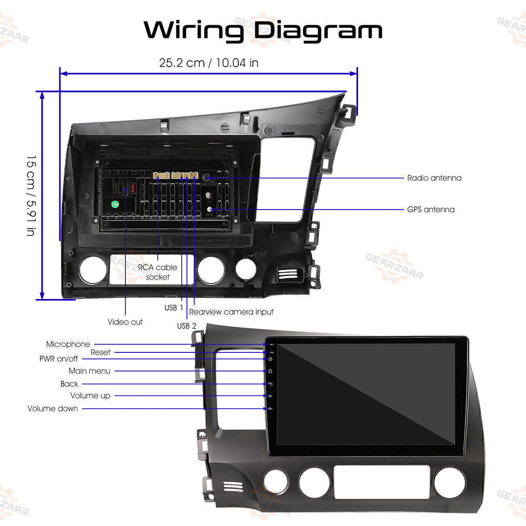 Apple CarPlay Android 12 Car Stereo Radio GPS WiFi Fit For Honda Civic 2006-2011