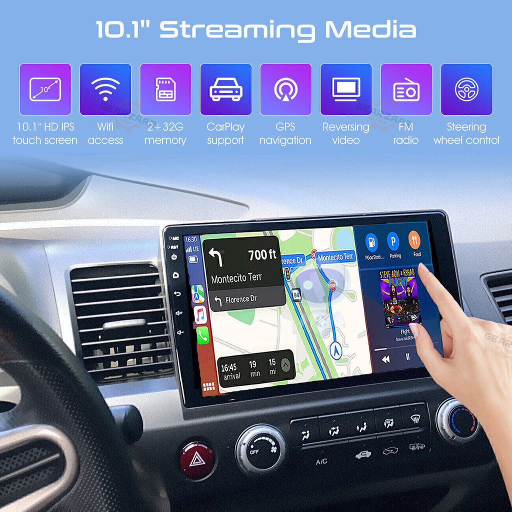 Apple CarPlay Android 12 Car Stereo Radio GPS WiFi Fit For Honda Civic 2006-2011