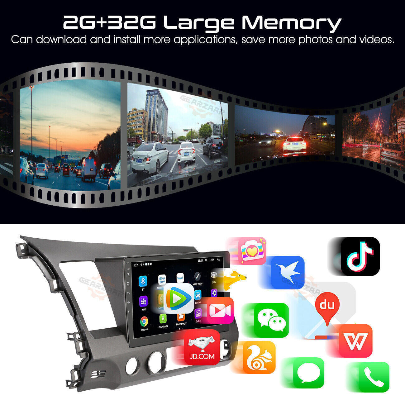 Apple CarPlay Android 12 Car Stereo Radio GPS WiFi Fit For Honda Civic 2006-2011