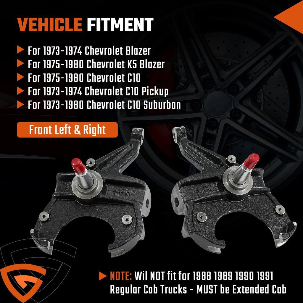 2.5" Front Drop Spindles Lowering Kit w/1.25" Rotor For Chevy C10 2WD 1973-1987