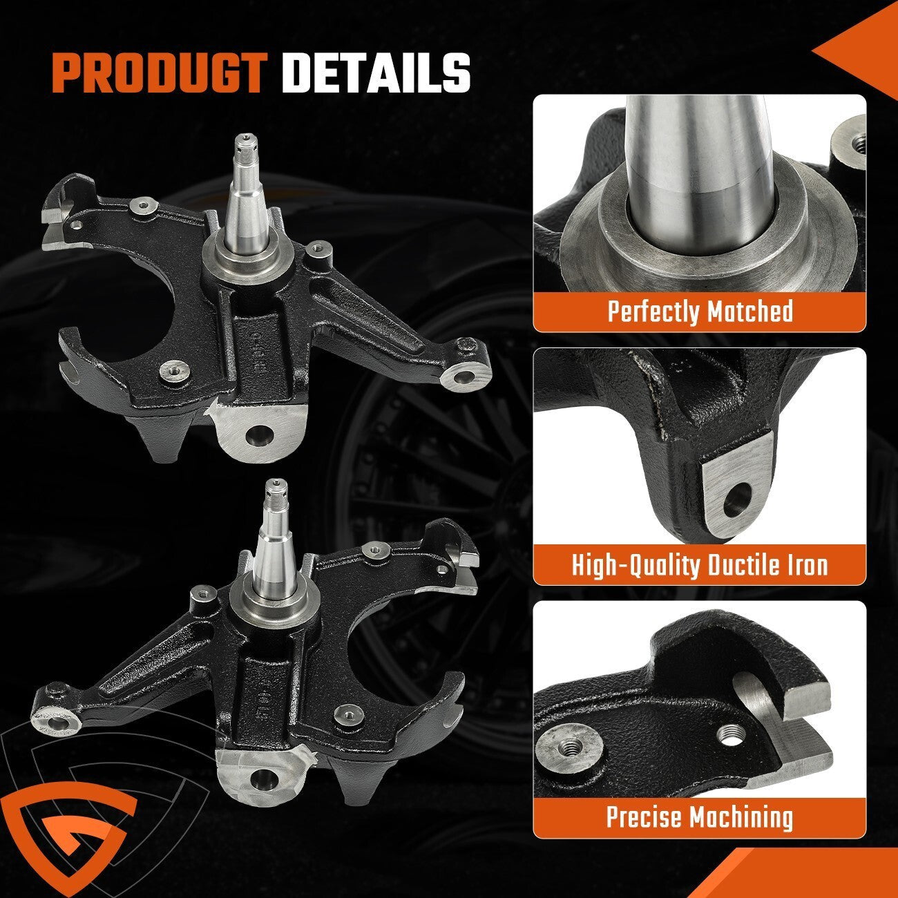 2.5" Front Drop Spindles Lowering Kit w/1.25" Rotor For Chevy C10 2WD 1973-1987