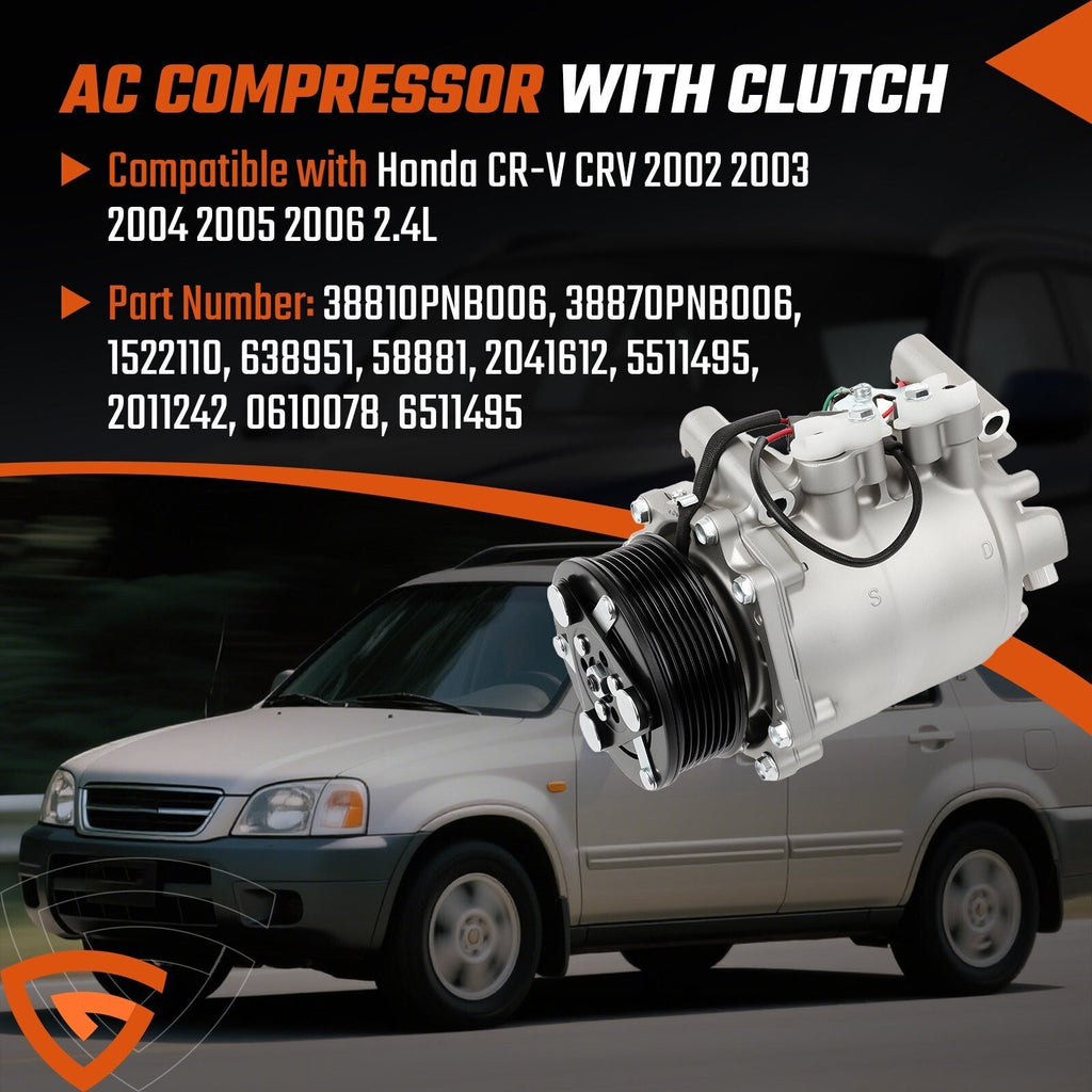 For 2002 2003-2006 Honda CR-V CRV 2.4L A/C AC Compressor w/ Clutch 10345240 US