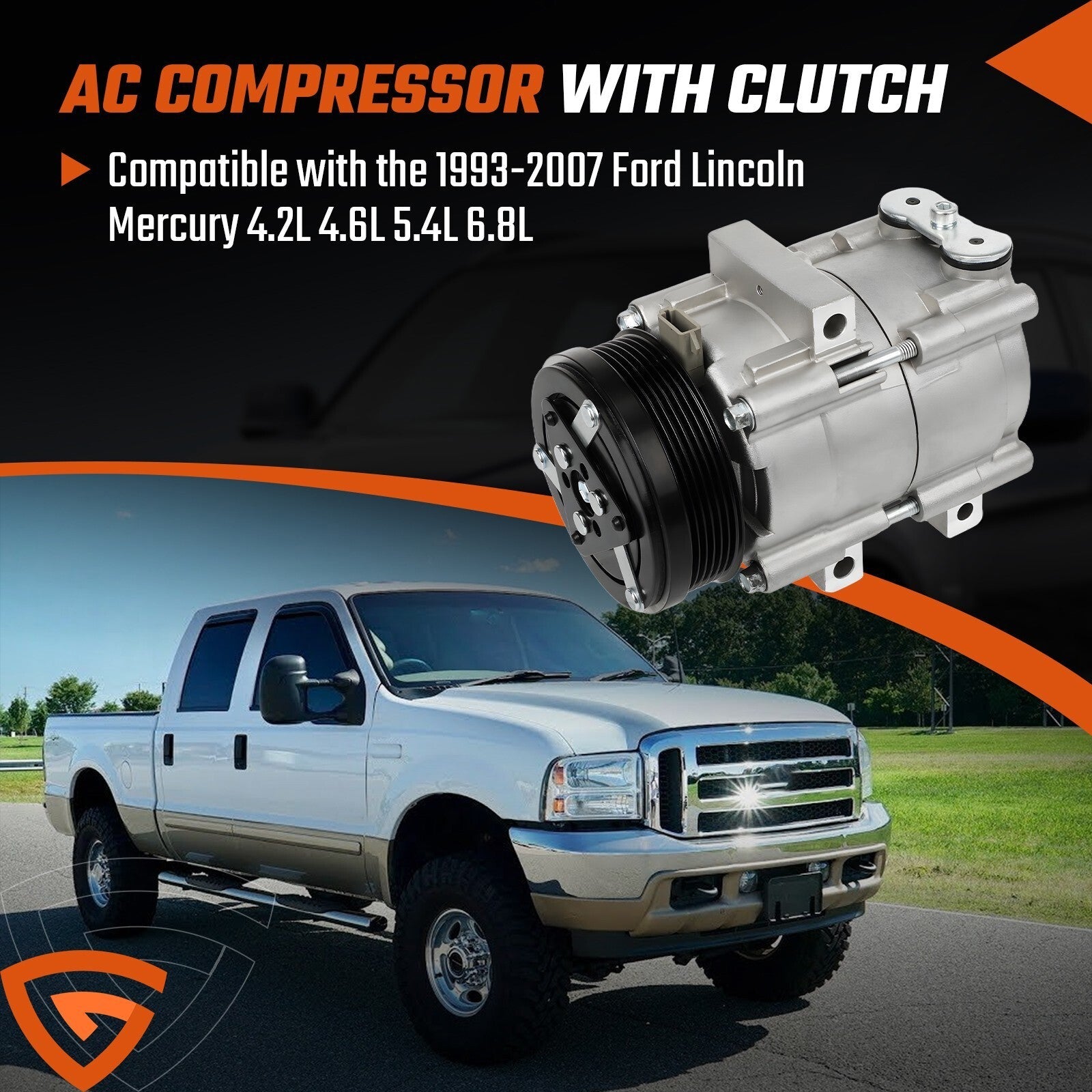 A/C AC Compressor Fit for Ford F-150 F-250 F-350 F-450 1997-2004 4.2L 4.6L/5.4L