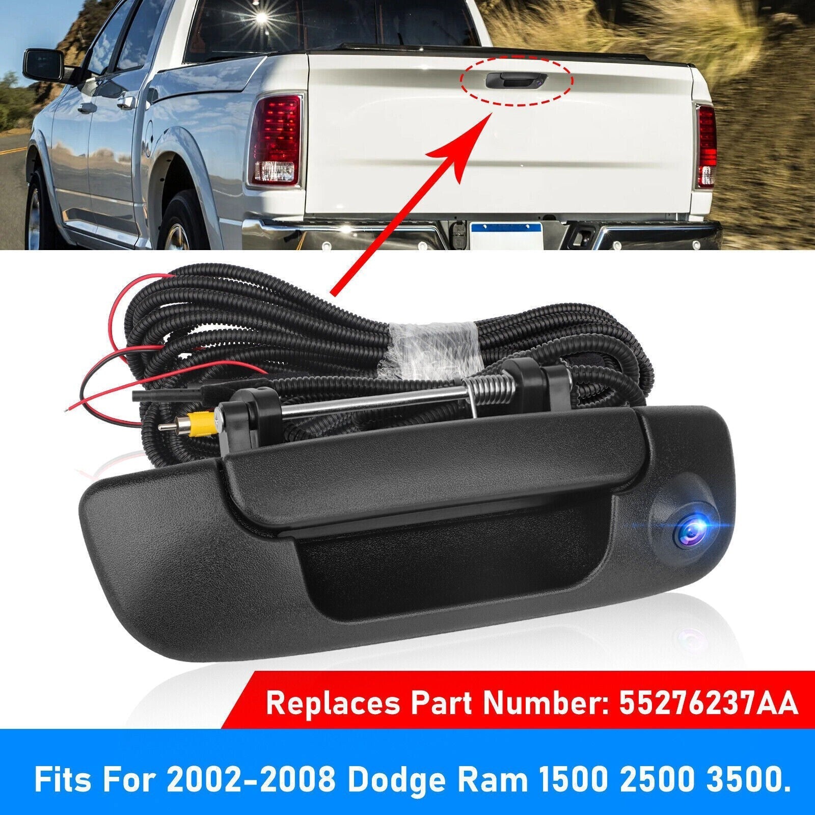 !55276237AA Tailgate Handle Backup Camera For 2002-2008 Dodge Ram 1500 2500 3500