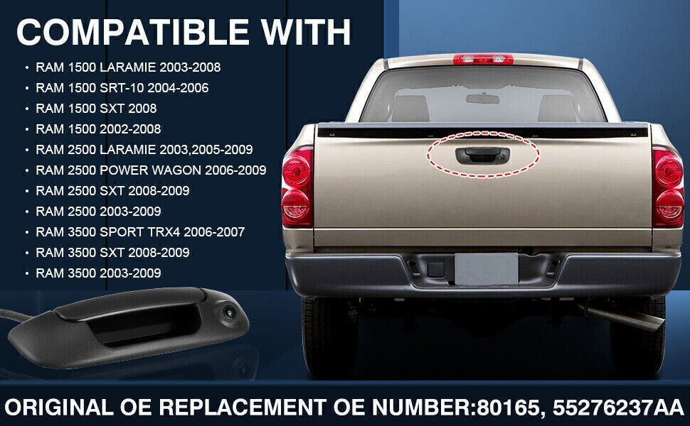 !55276237AA Tailgate Handle Backup Camera For 2002-2008 Dodge Ram 1500 2500 3500
