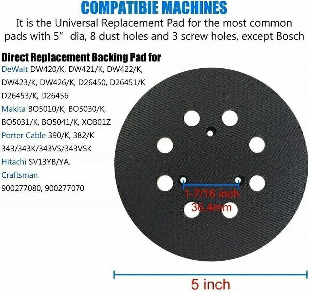 5 Inch 125mm 8 Hole Orbital Sander Replacement Spare Base Sanding Backing Pad