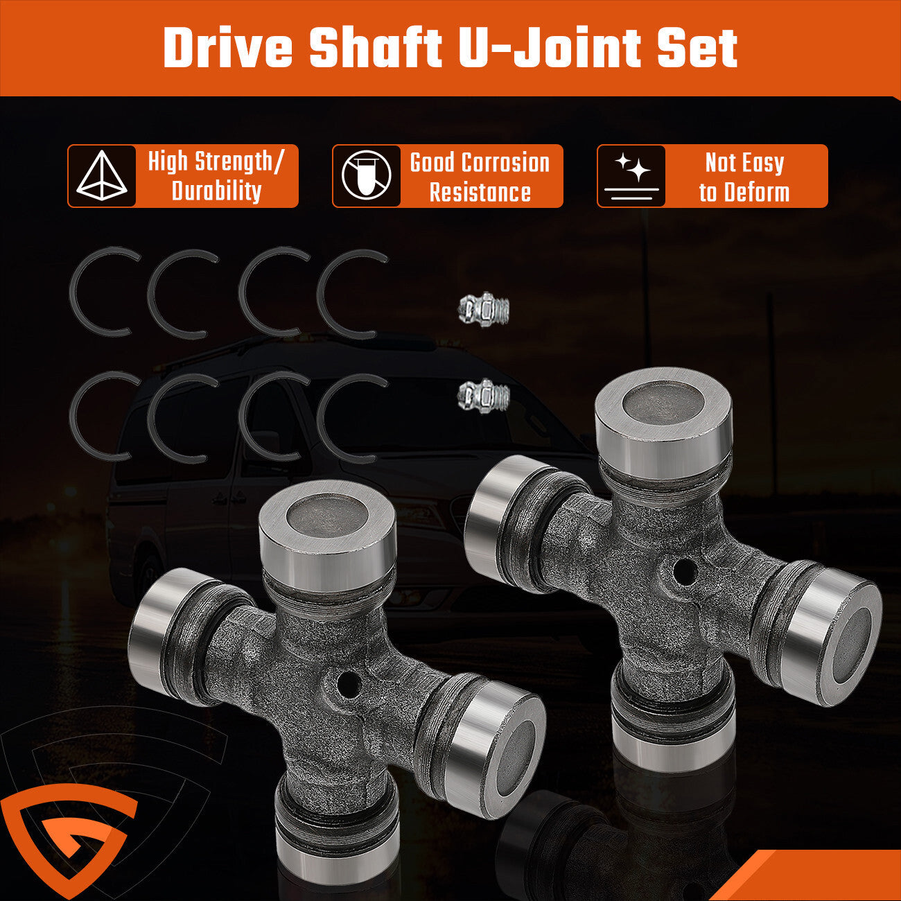 2x Premium Driveshaft Universal Joints Pair Front / Rear Moog 534G Greaseable