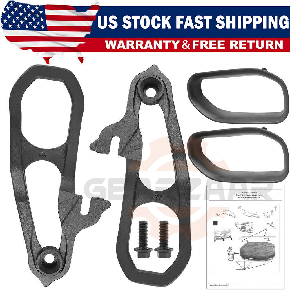 For 2019-2023 Dodge Ram 1500 DT Front Black Tow Hooks Left +Right w/Hardware Kit