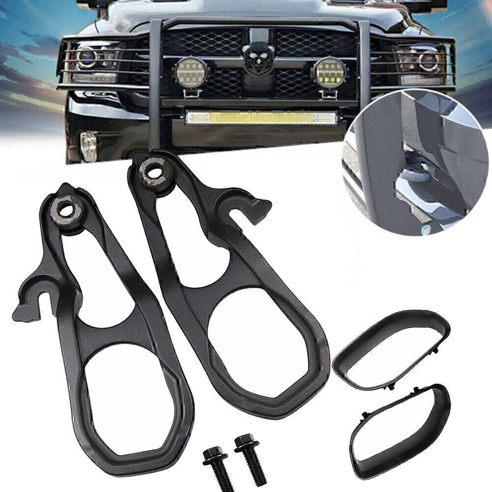 For 2019-2023 Dodge Ram 1500 DT Front Black Tow Hooks Left +Right w/Hardware Kit