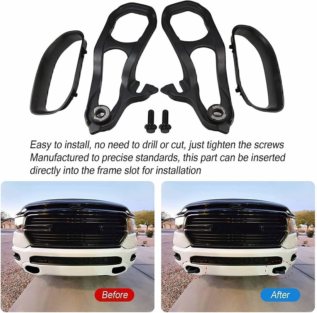 For 2019-2023 Dodge Ram 1500 DT Front Black Tow Hooks Left +Right w/Hardware Kit