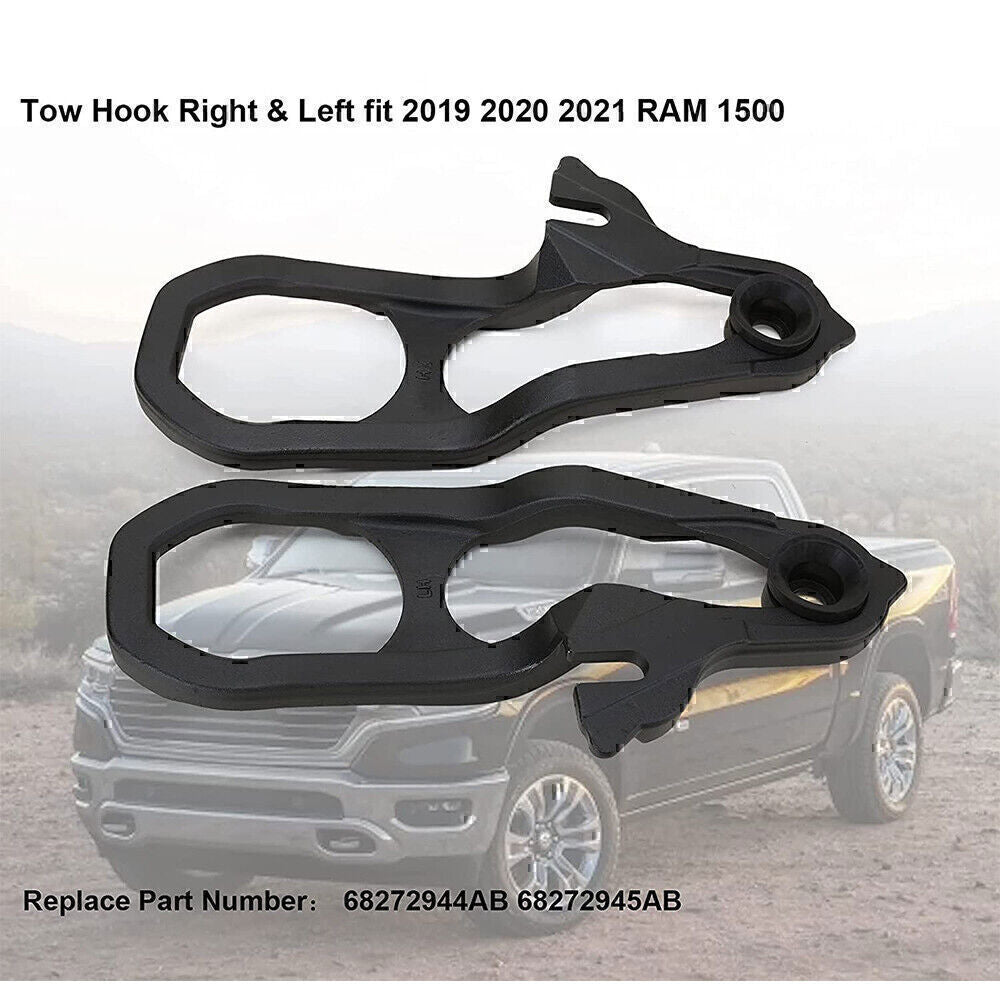 For 2019-2023 Dodge Ram 1500 DT Front Black Tow Hooks Left +Right w/Hardware Kit