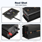 Power Inverter 2000W 4000W 12V DC to 110V 120V AC LCD Cable Car Boat RV D Auto