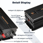 Power Inverter 2000W 4000W 12V DC to 110V 120V AC LCD Cable Car Boat RV D Auto
