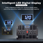 Power Inverter 2000W 4000W 12V DC to 110V 120V AC LCD Cable Car Boat RV D Auto