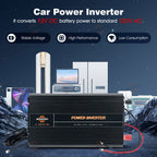 Power Inverter 2000W 4000W 12V DC to 110V 120V AC LCD Cable Car Boat RV D Auto