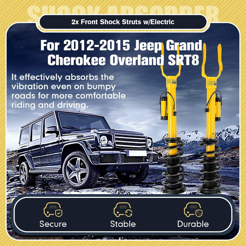 2 Front Shock Struts w/ Electric For Jeep Grand Cherokee Overland SRT8 2012-2015