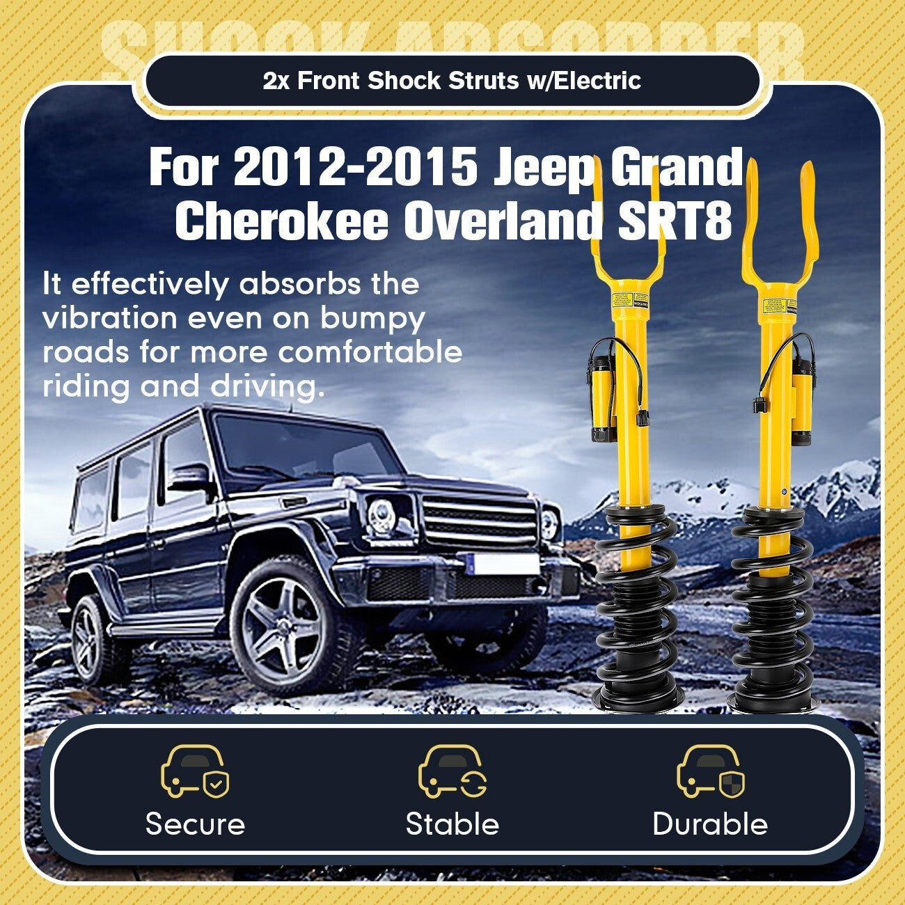 2 Front Shock Struts w/ Electric For Jeep Grand Cherokee Overland SRT8 2012-2015