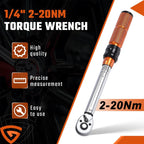 Torque Wrench tool 1/4" Drive 2-20Nm Bicycle Ratchet Adjustable w/Box Calibrated
