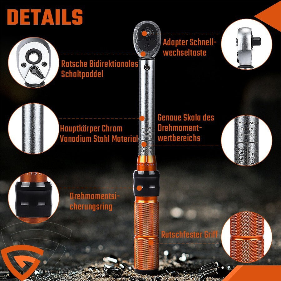 Torque Wrench tool 1/4" Drive 2-20Nm Bicycle Ratchet Adjustable w/Box Calibrated