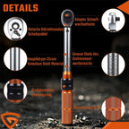 Torque Wrench tool 1/4" Drive 2-20Nm Bicycle Ratchet Adjustable w/Box Calibrated