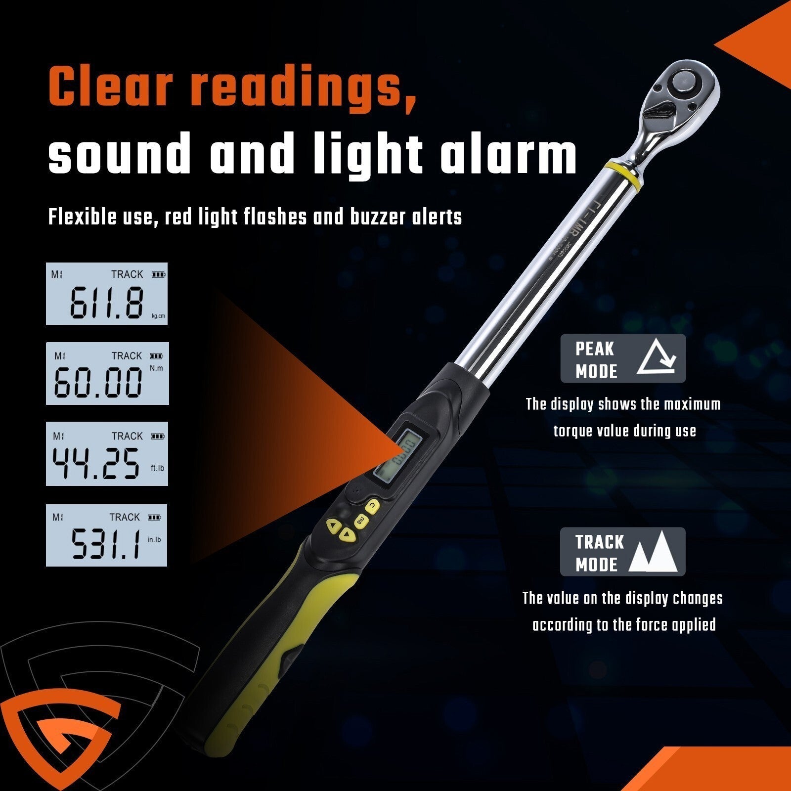 Digital Torque Wrench Adjustable Electric Torque Wrench-tool 1/2" Drive 10-200NM