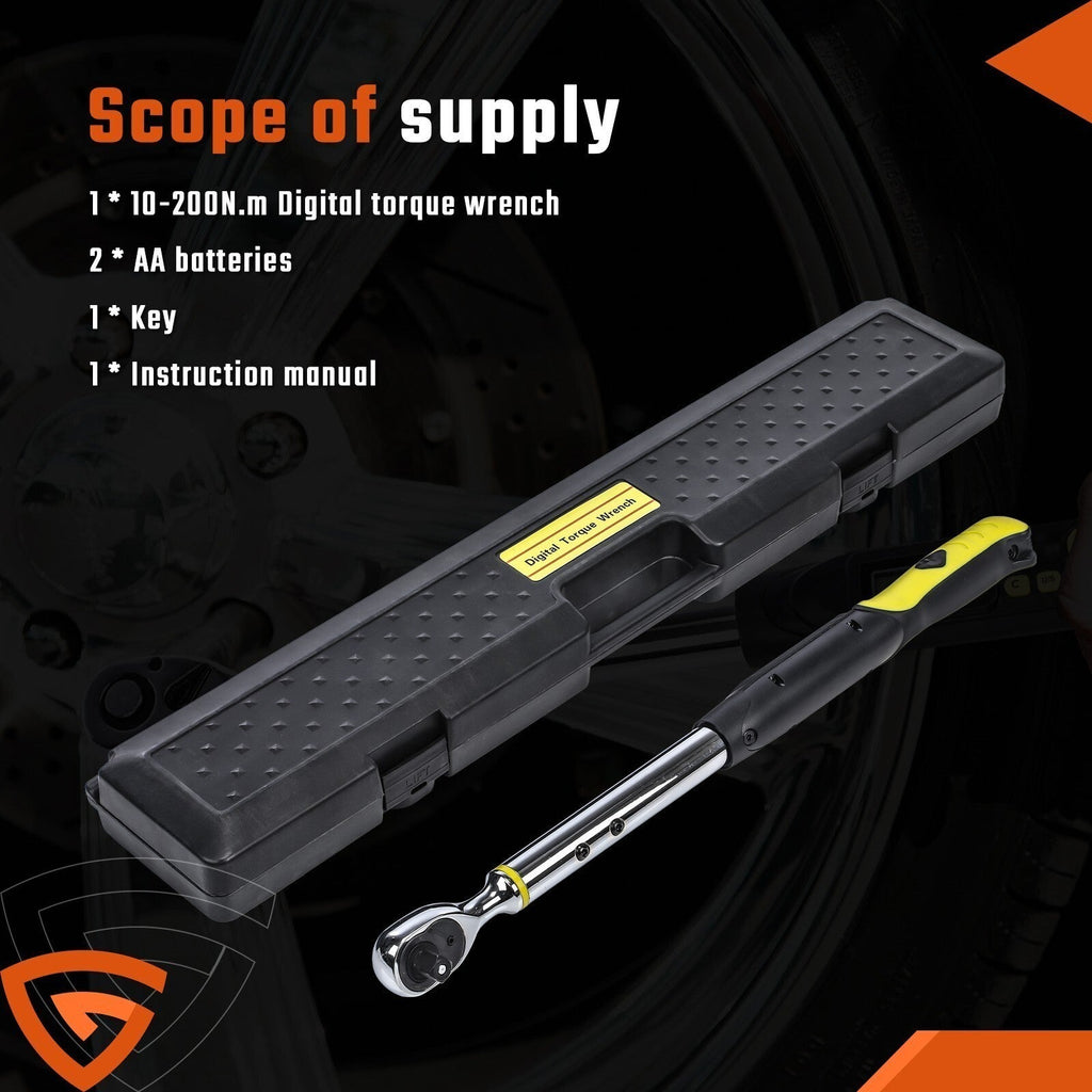Digital Torque Wrench Adjustable Electric Torque Wrench-tool 1/2" Drive 10-200NM