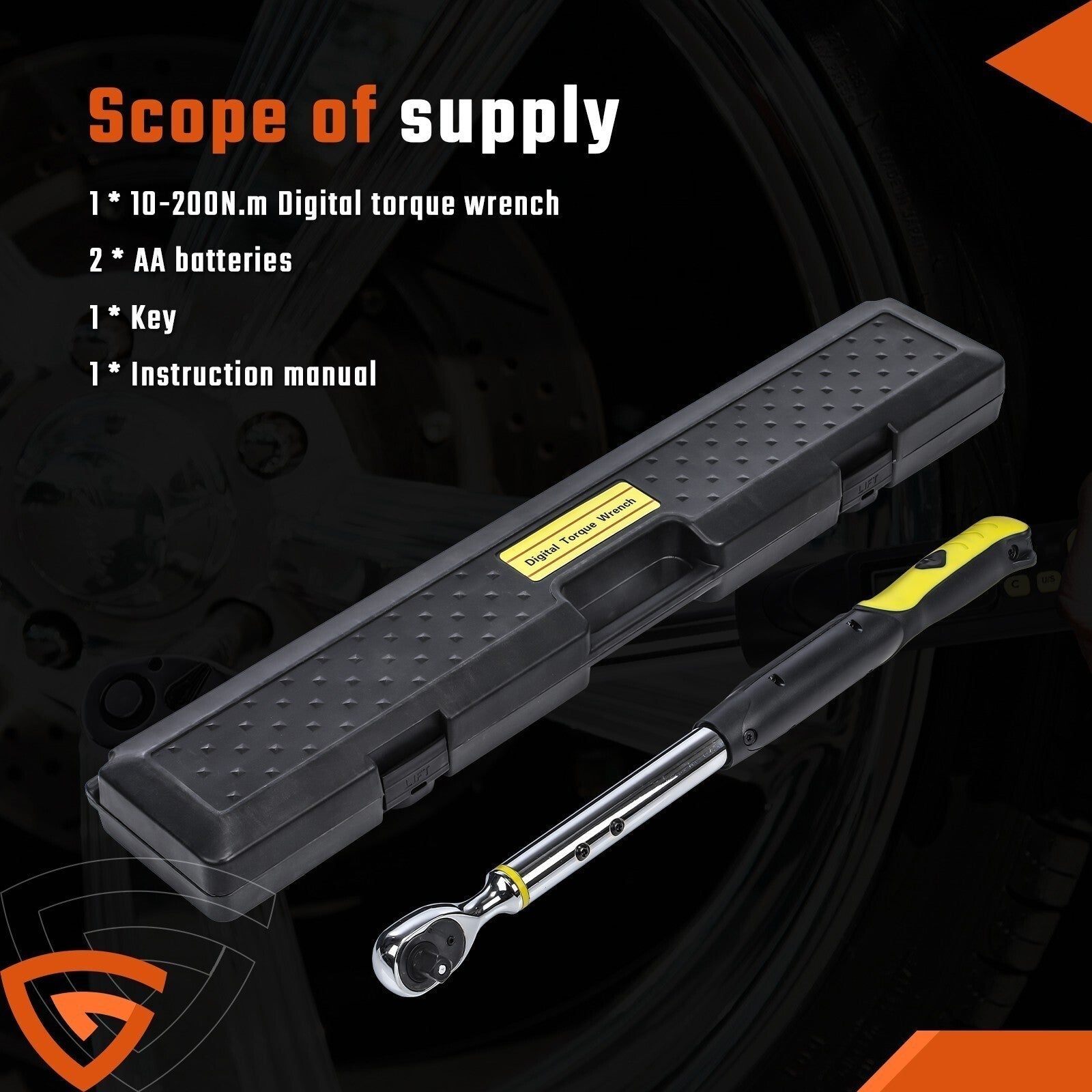 Digital Torque Wrench Adjustable Electric Torque Wrench-tool 1/2" Drive 10-200NM