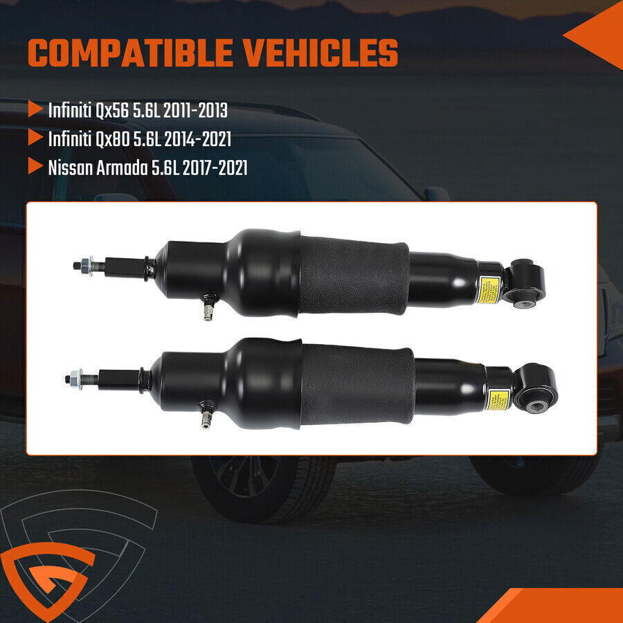 2pc Rear Air Suspension Shock Struts For Nissan Armada 5.6L V8 2017-2023