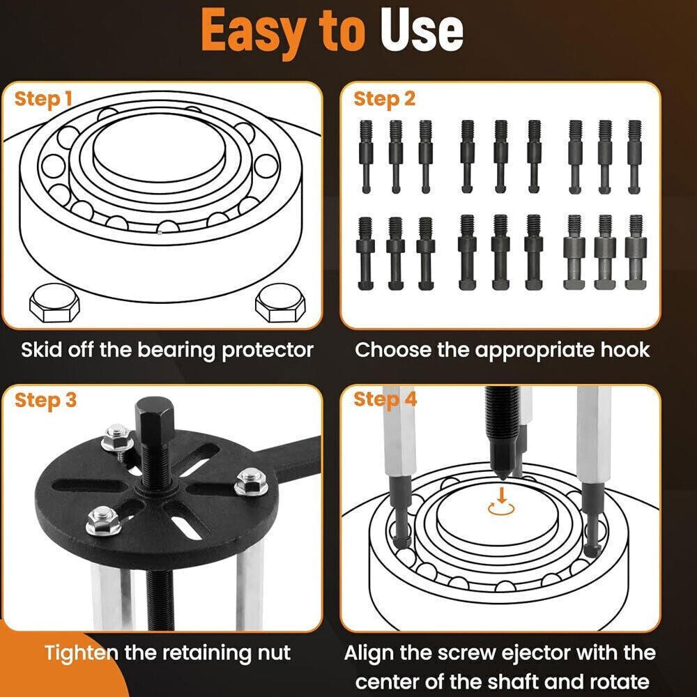 Bearing Disassembly Puller Inner Hole Puller Removal Tool Three-jaw Puller Set !