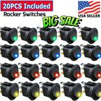 20PCS ROCKER SWITCH Toggle 12V Led Light Car Auto Boat Round ON/ OFF SPST 20 AM!