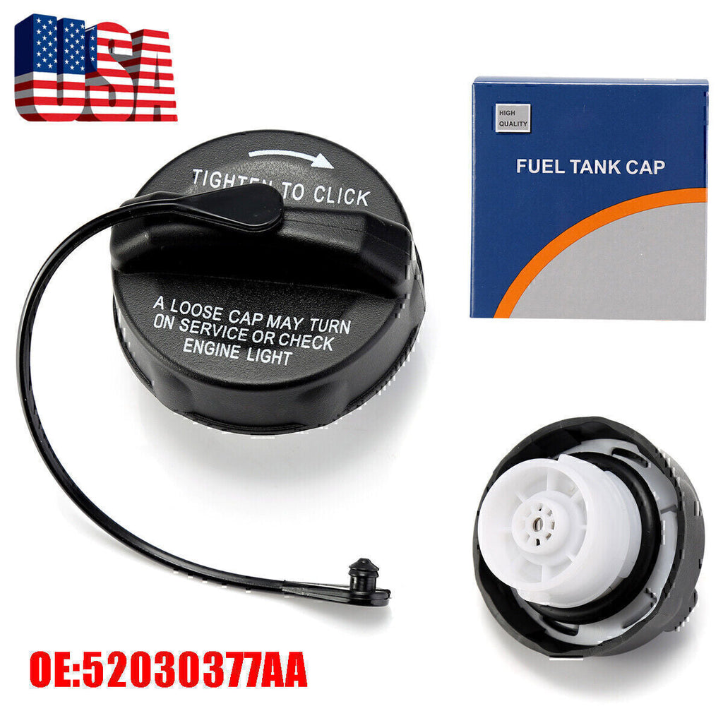For 1999-2019 Jeep Dodge Chrysler Non-Locking Fuel Filler Gas Cap W/Tether Blac!
