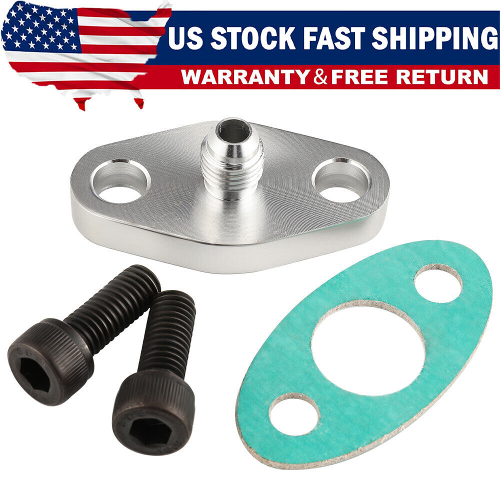 Turbo Oil Feed Line Flange Gasket 4AN 4 AN Fitting Adapter For T3 T4 T04E