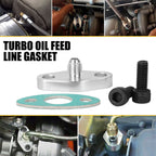 Turbo Oil Feed Line Flange Gasket 4AN 4 AN Fitting Adapter For T3 T4 T04E