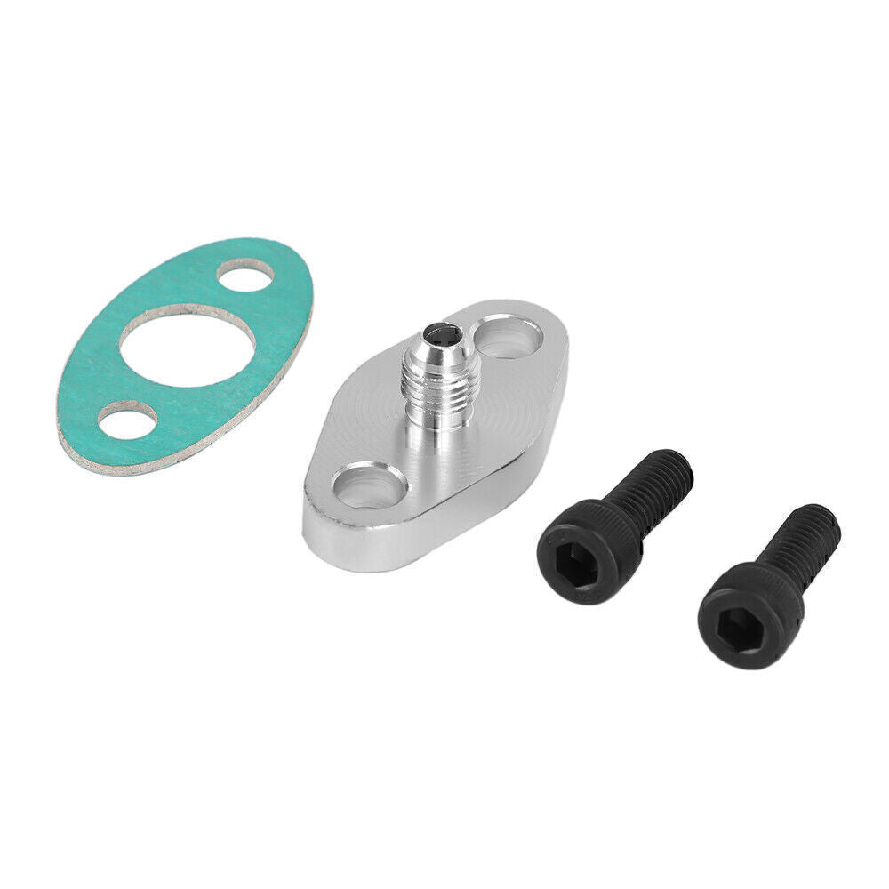 Turbo Oil Feed Line Flange Gasket 4AN 4 AN Fitting Adapter For T3 T4 T04E