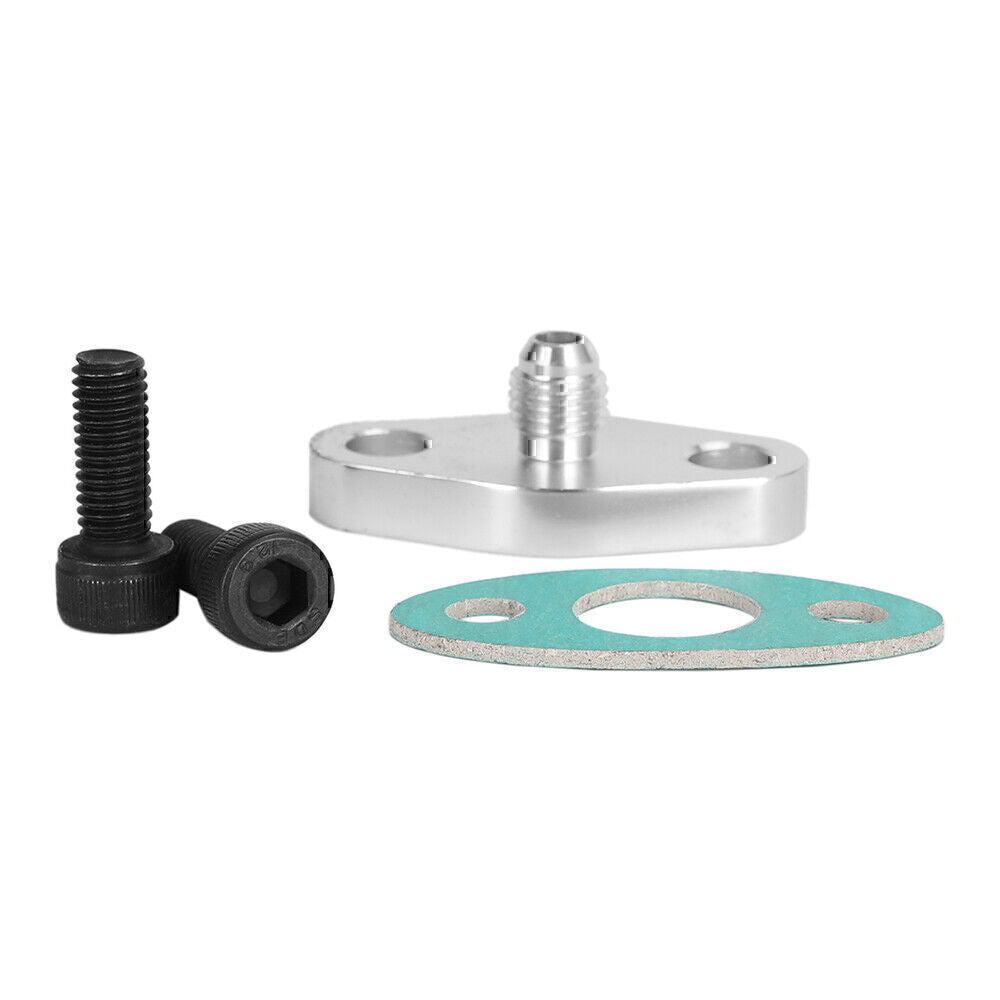 Turbo Oil Feed Line Flange Gasket 4AN 4 AN Fitting Adapter For T3 T4 T04E
