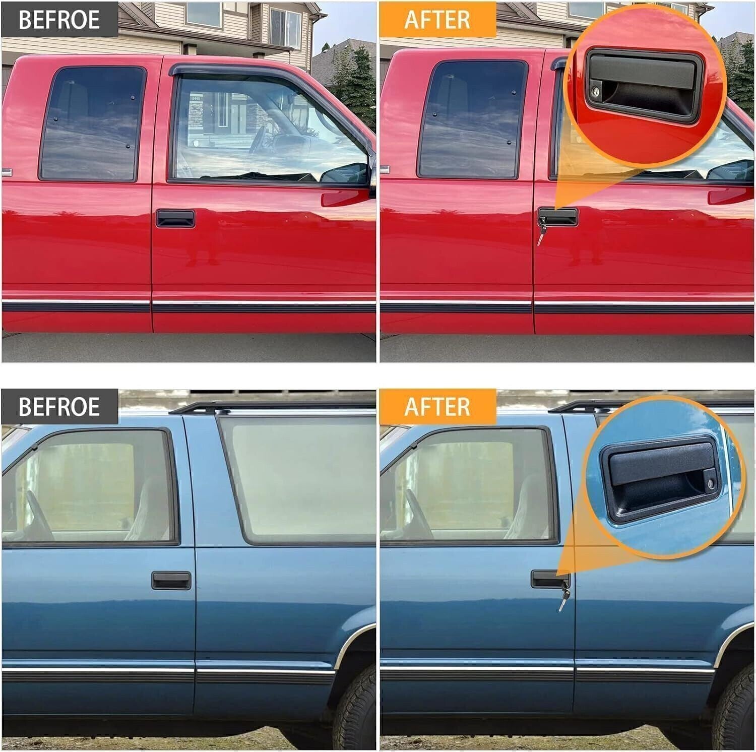 For Chevy GMC Outside Exterior Door Handle Front Left and Right 1995 to 2000