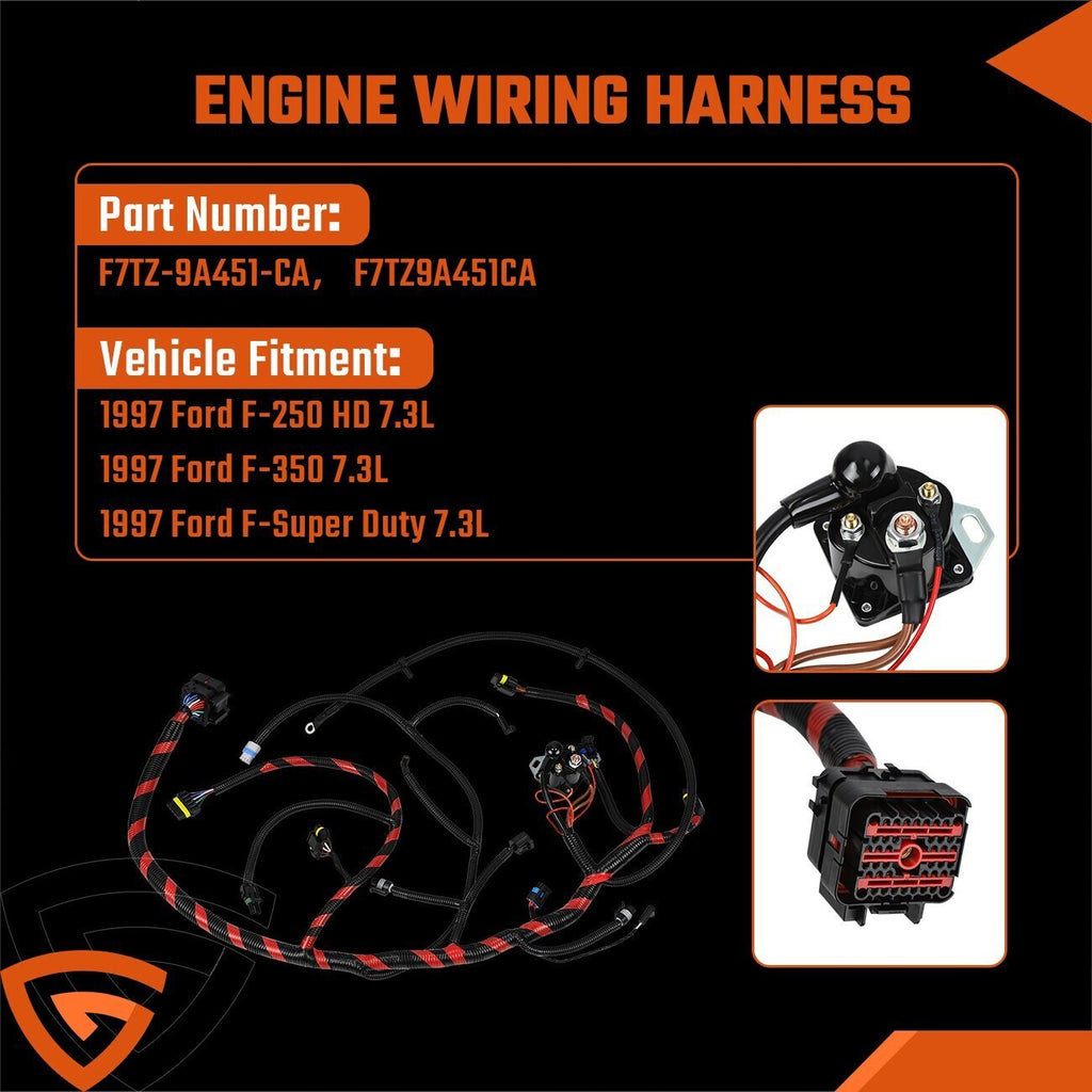For 1997 F-250 F-350 Ford Engine Wiring Harness Cable 7.3L Diesel F7TZ9A451CA *