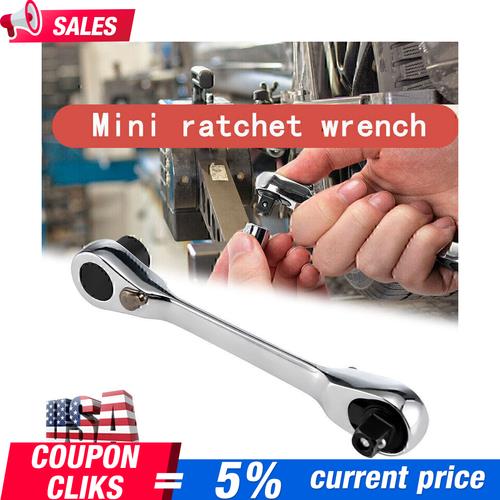 New 1/4" Mini Double-Ended Quick Socket Ratchet Wrench Rod Screwdriver Bit Tool!