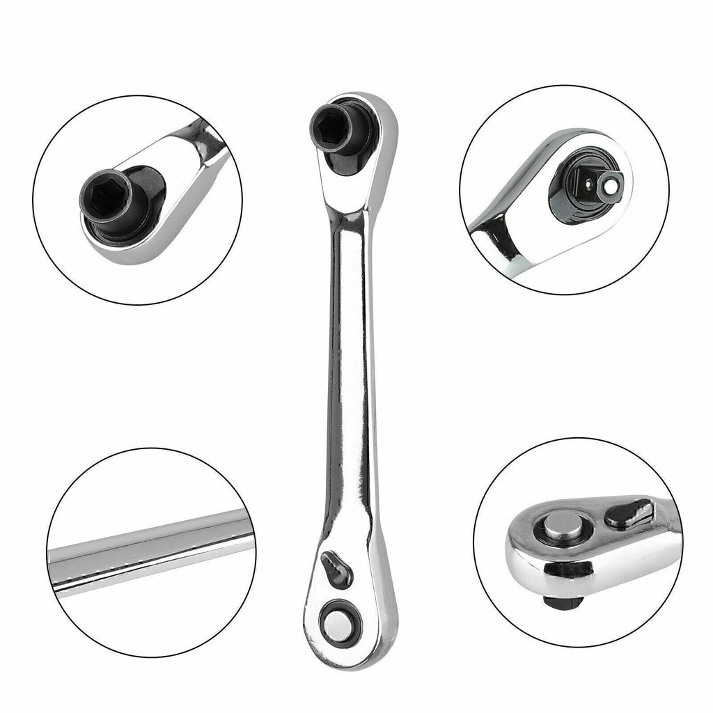 New 1/4" Mini Double-Ended Quick Socket Ratchet Wrench Rod Screwdriver Bit Tool!