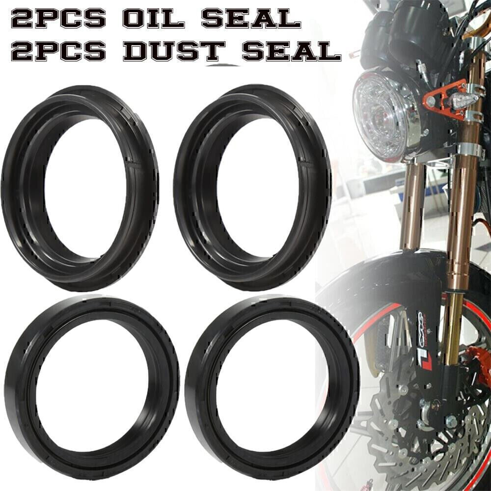 Motorcycle 43x55x11 Front Fork Damper Shock 2Pcs Oil Seal & 2Pcs Dust Seal Kit*