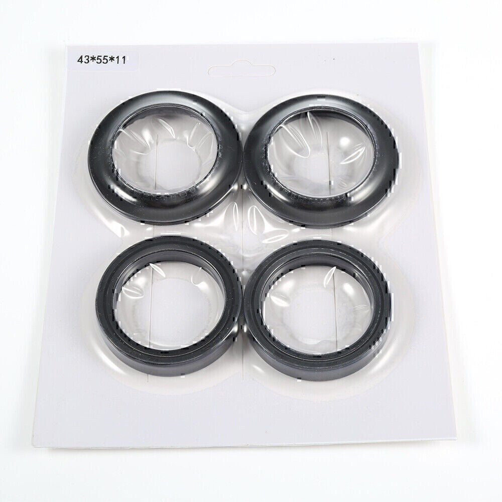 Motorcycle 43x55x11 Front Fork Damper Shock 2Pcs Oil Seal & 2Pcs Dust Seal Kit*