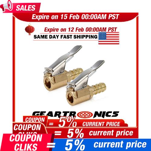 2pc Open Flow Straight Lock- On Air Chuck with Clip for Tire Inflator Car Tool
