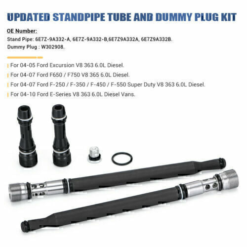 For 2004-2010 Ford Powerstroke Diesel 6.0L Updated Stand Pipe + Dummy Plug Kit