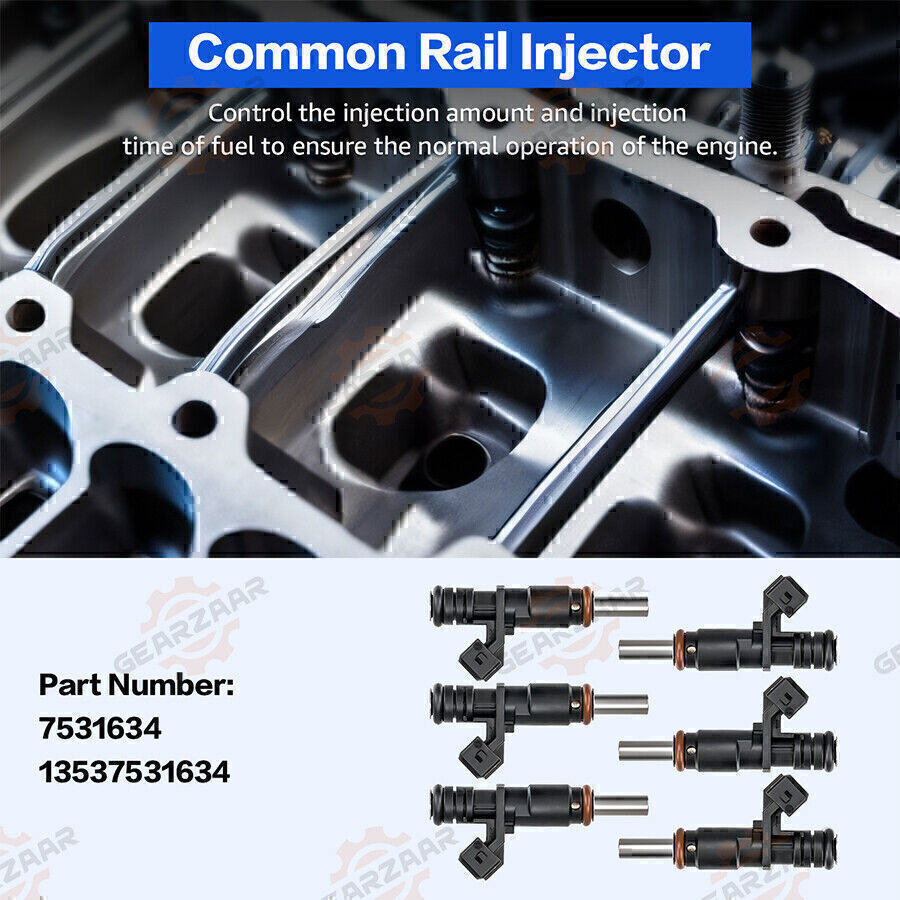 6pc Fuel Injectors 7531634 For BMW 328i 330i 525i 528i 530i X3 X5 Z4 13537531634