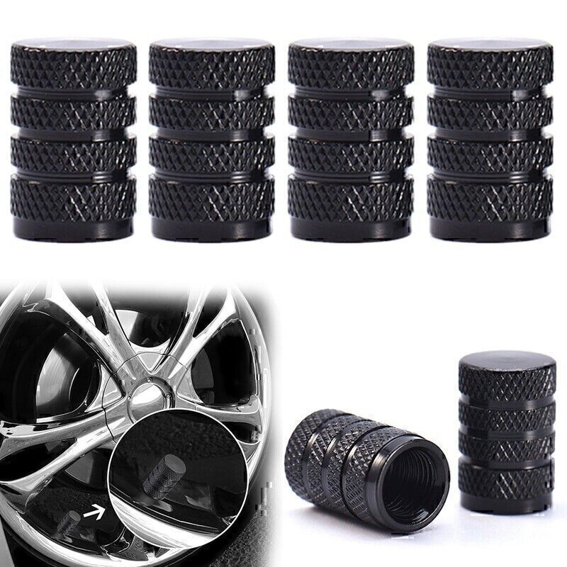 8x Universal Tire Valve Stem Caps Kit For Car, Truck Standard Fitting (Black)