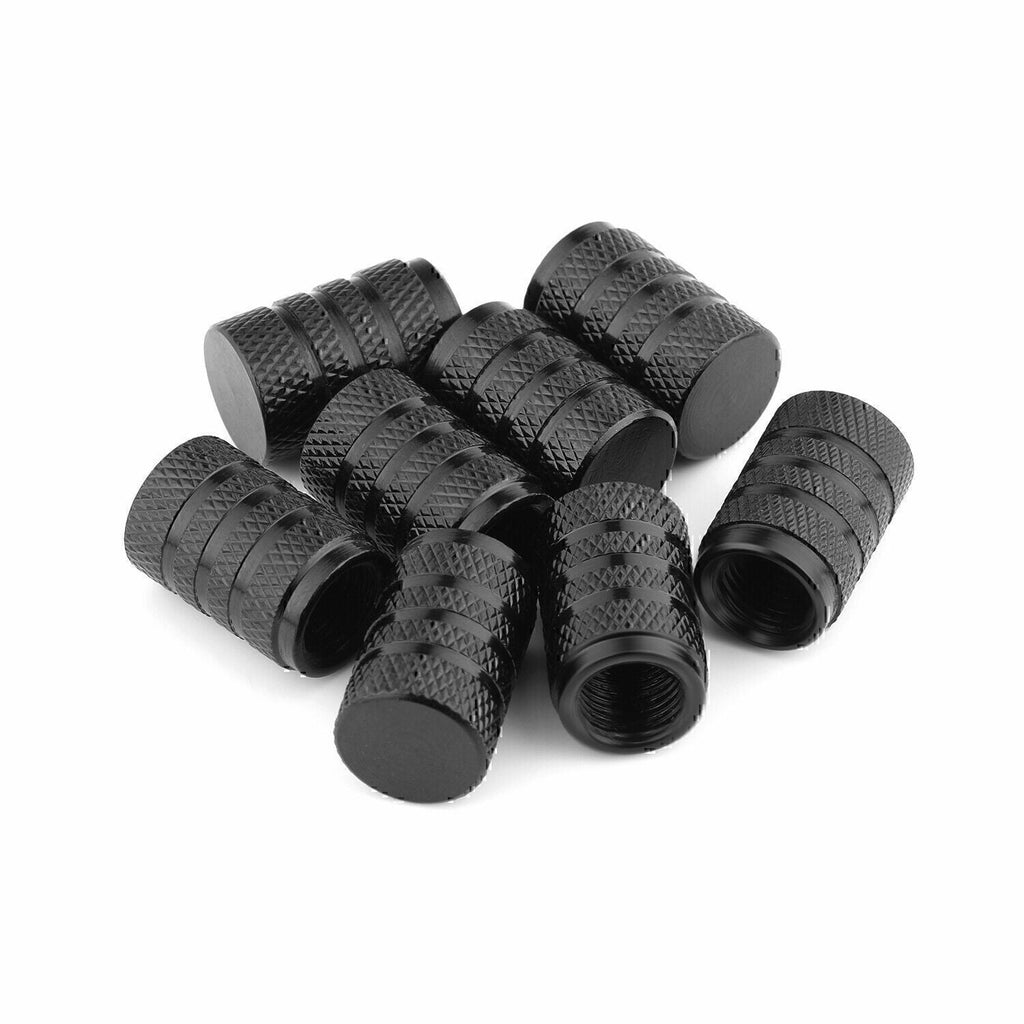 8x Universal Tire Valve Stem Caps Kit For Car, Truck Standard Fitting (Black)